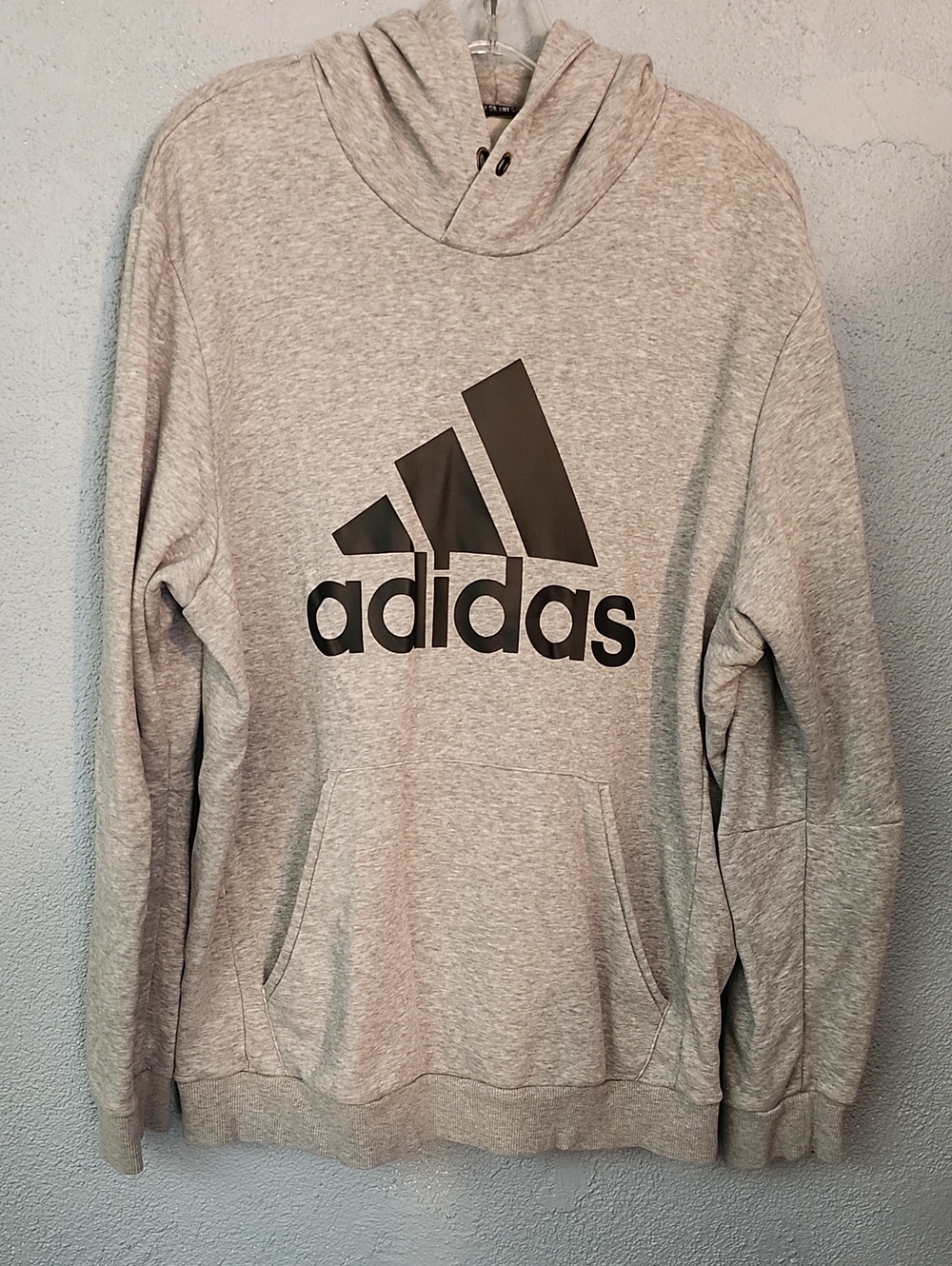 adidas Light Gray Crewneck Hoodie with Black Logo